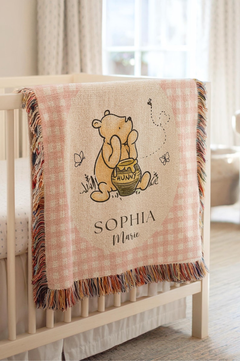 Winnie the Pooh Baby Blanket Pooh Nursery Blanket First Birthday Pooh Bear Blanket Plaid Baby Blanket Winnie the Pooh Crib Blanket Pooh image 18