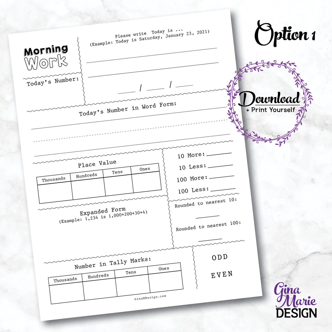 Morning Work, Worksheets for Homeschooling or Extra Math Support for
