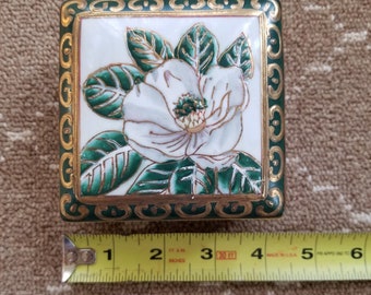 Porcelain Trinket Box With Magnolia Design From China