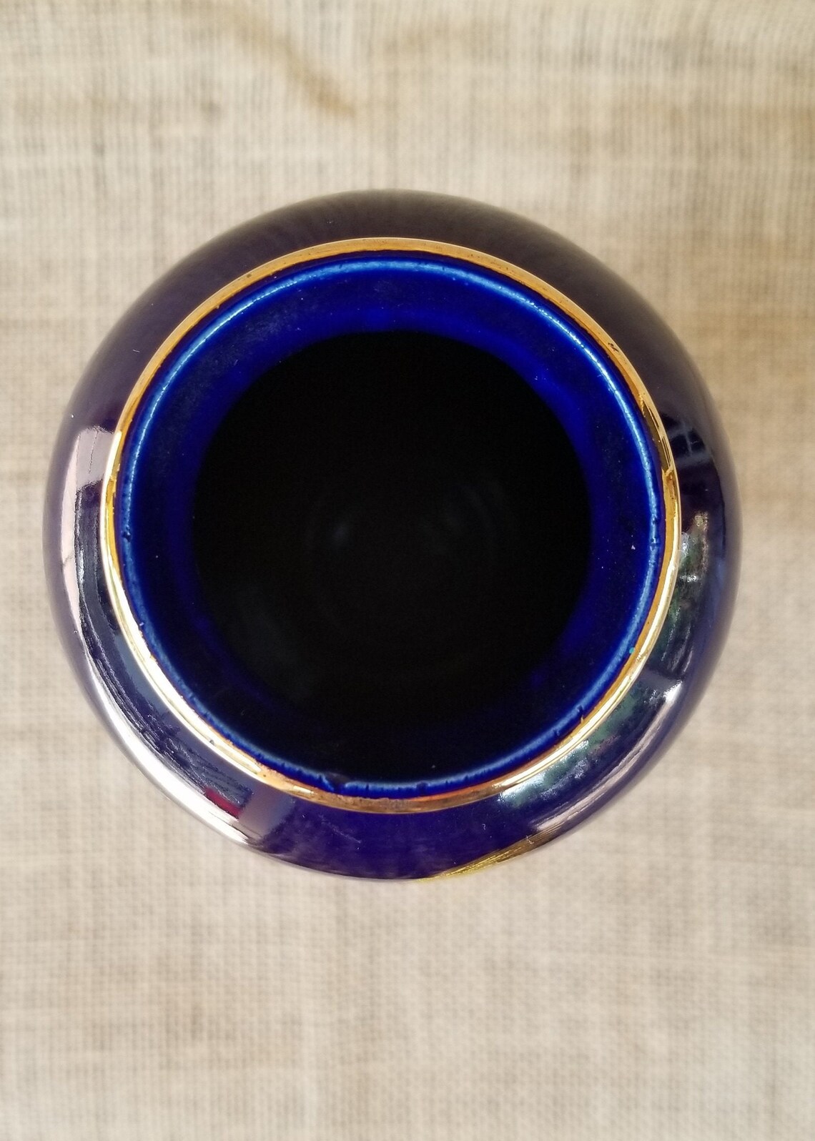 Vintage Cobalt Blue Asian Vase With Peacock Design Etsy