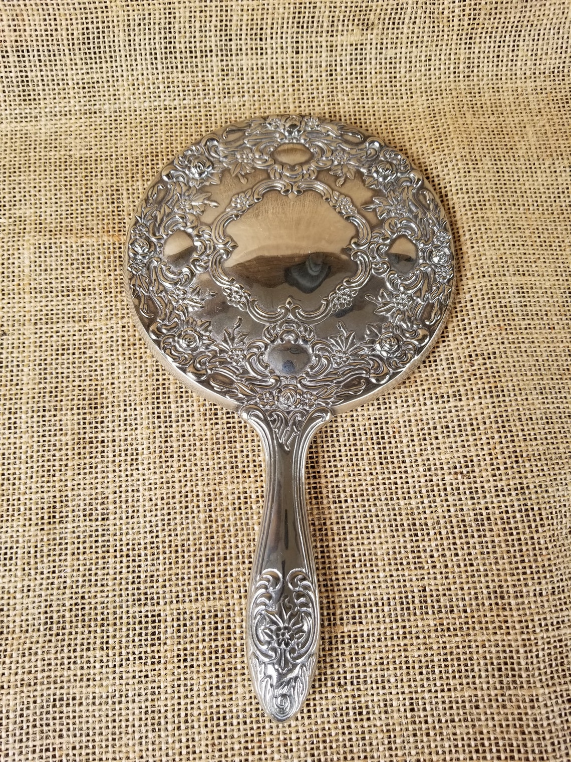 Vintage Sterling Silver Plated Hand Held Mirrors Vintage Etsy