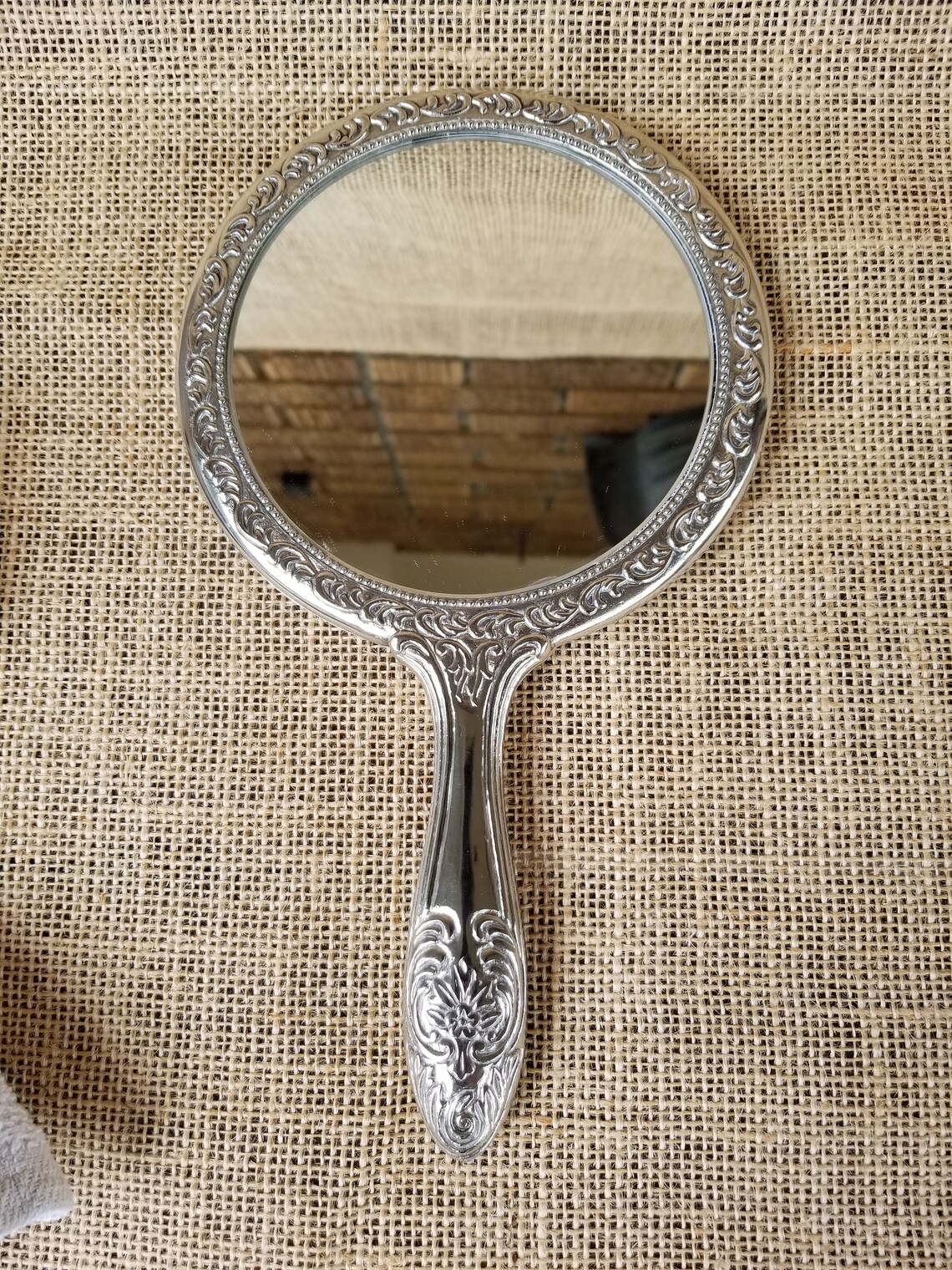 Vintage Sterling Silver Plated Hand Held Mirrors Vintage Etsy