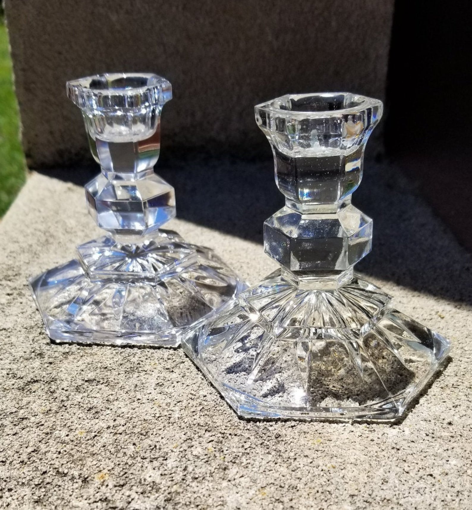 Set of 2 Vintage Crystal Candlestick Holders 3 1/4 Tall Etsy
