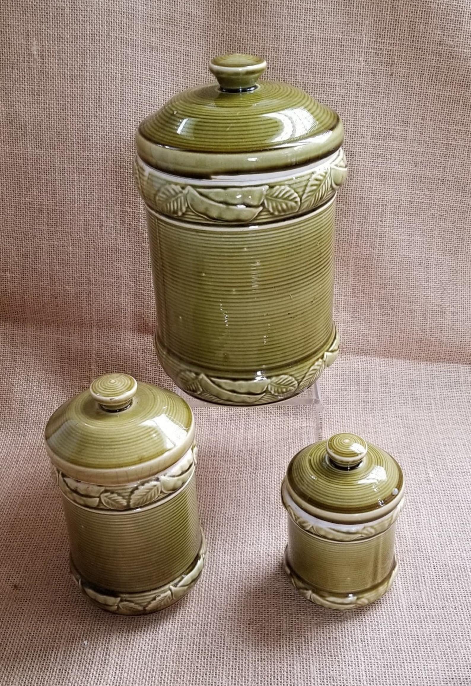 Set of Vintage Green Canister Set Retro Canister Set Etsy
