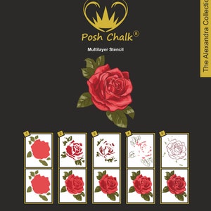 Posh Chalk Layered Stencil Posh Rose 30x24cm by Alexandra