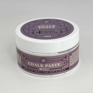 May include: A jar of Posh Chalk paste with a white lid and a purple label. The label reads "CHALK PASTE" and "WOOD, GLASS, CERAMIC, STONE, METAL & LAMINATE". The jar contains 110ml of product.