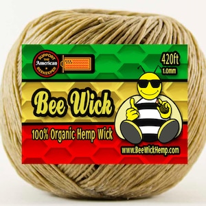 Bee Wick Hemp, Organic Hemp Wick Handmade with American Beeswax