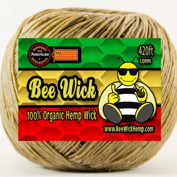 Bee Wick Hemp, Organic Hemp Wick Handmade with American Beeswax