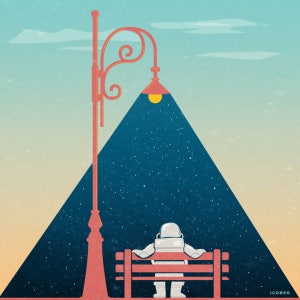 L'astronauta sognante / poster / carta / stampa di belle arti BY ICONEO