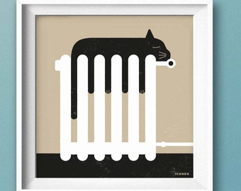 Cats are like water. Fine art print, poster, card. Creative art by ICONEO