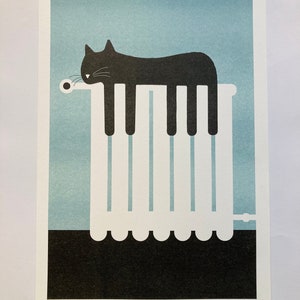 Zen Cat. Poster, Card, Poster, Fine Art Print BY ICONEO for