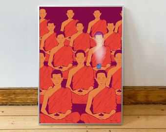 Enlightenment / Connected to Everything / Poster, Print, Poster, Postcard / Buddhist Meditation Yoga Poster by ICONEO