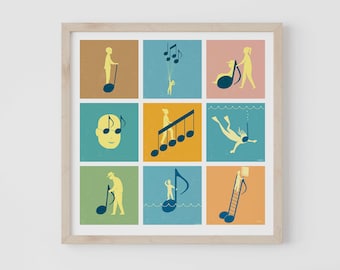 Music was my first love / Poster with 9 creative illustrations for music lovers / by ICONEO