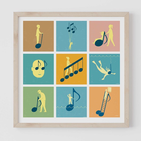 Music was my first love / Poster with 9 creative illustrations for music lovers / by ICONEO
