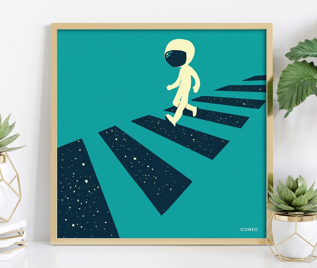 Poster: Walking in Space on Zebra Crossings / Astronaut Art / Spacewalk
