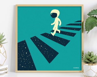Plakat / Poster: Spaziergang im Weltall auf Zebrastreifen / Astronautenkunst / Spacewalk