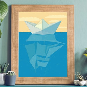 Image : Le bateau en papier sûr de lui / affiche, poster, carte postale d'ICONEO