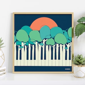 Der Piano-Wald / BY ICONEO / Druck, Poster, Plakat, Karte