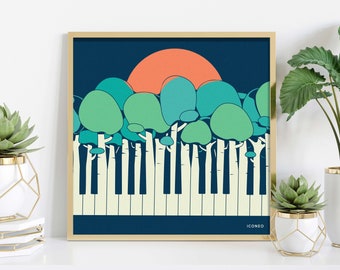 Der Piano-Wald / BY ICONEO / Druck, Poster, Plakat, Karte