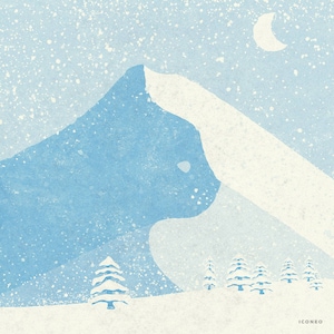 Chat d'hiver sur une montagne enneigée / DE ICONEO / Carte, Affiche, Art Print