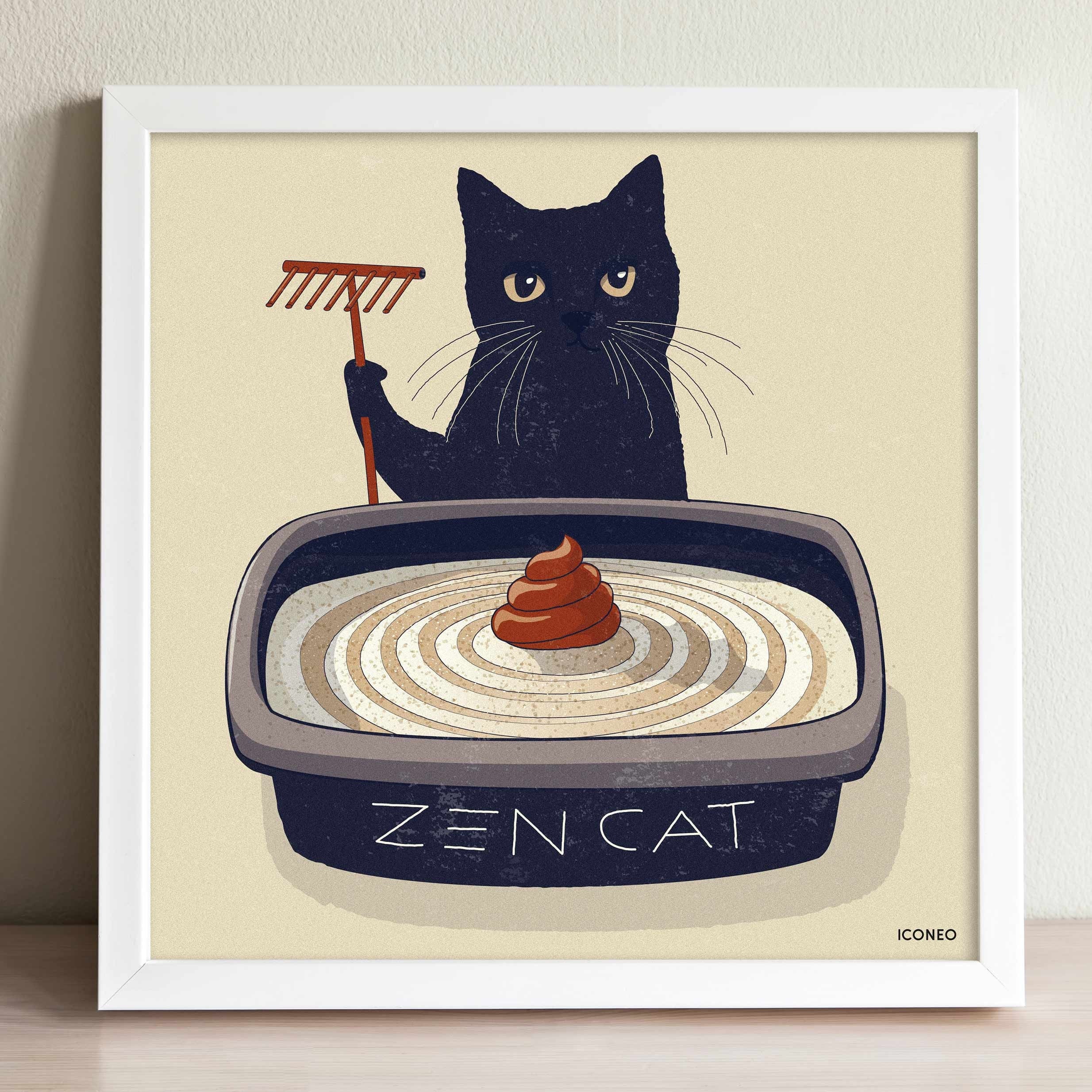 Zen Kat. Print Kaart / Door ICONEO / Meditatie - Etsy