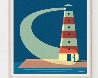 The lighthouse keeper turns on the lights / Poster, poster, art print by ICONEO