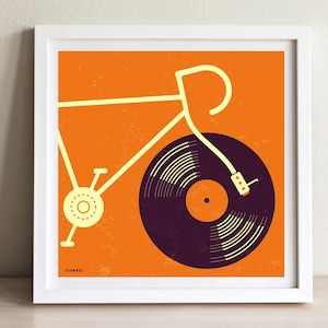 Ga met de stroom mee / fiets, racefiets - vinyl - combinatie / creatief, grappige kaart, poster, plakkaat