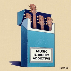 Music is highly addictive / BY ICONEO / piano keys / poster, card, fine art print. For music lovers, pianists and rock stars.
