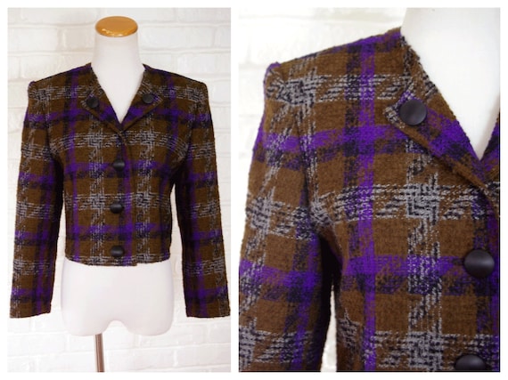 Cropped Slim Blazer Wool 90's Tweed