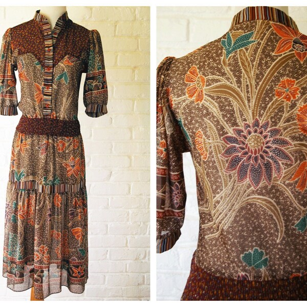 Country Boho Vintage 70's Hippie Western Dress