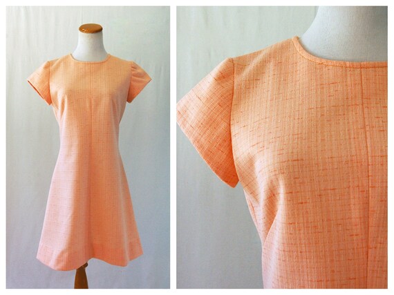 Mod Mini Dress 60's // Peach Pink 1960's Dress