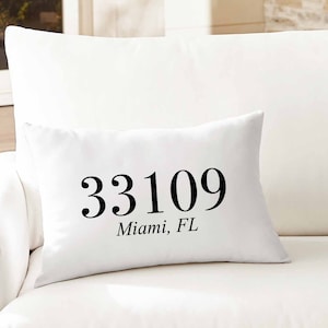 Postal Code Throw Pillow Personalized Zip Code Throw Pillow