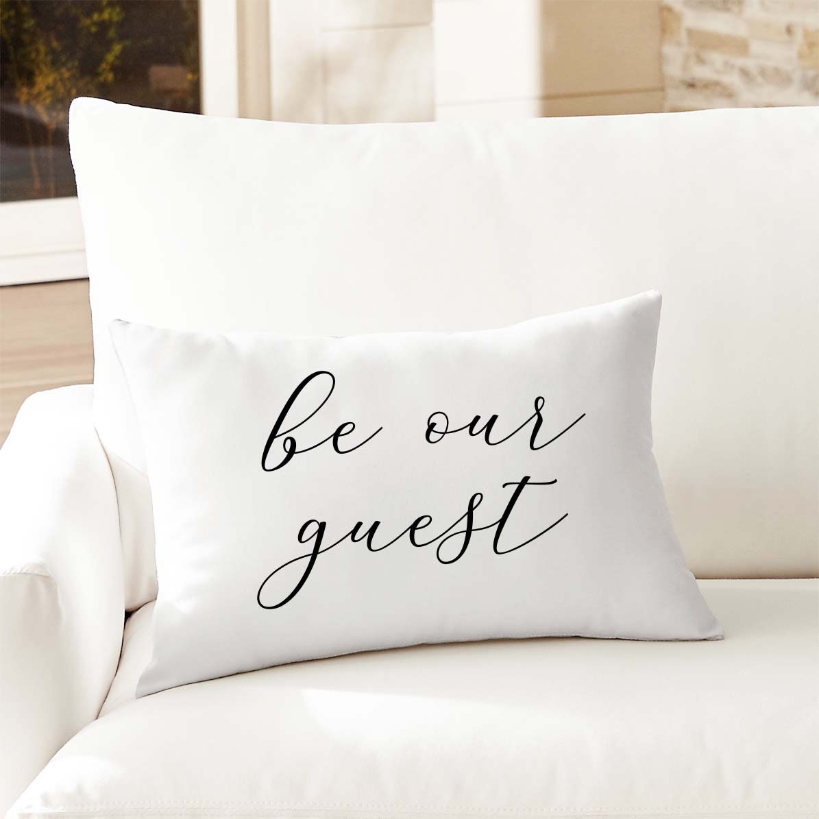 Be Our Guest Throw Pillow Cover 18” x 18” – Blessed in Blush