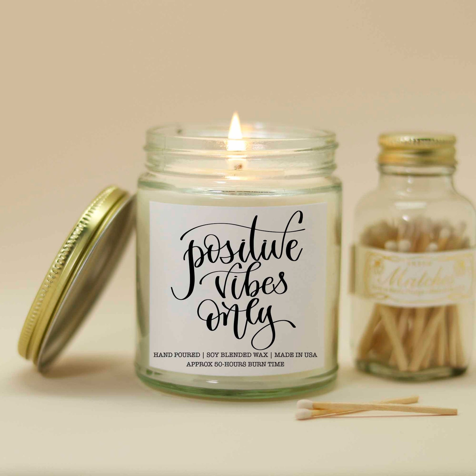 Positive Vibes Candle Happiness Candle Inspirational Etsy