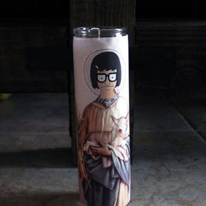 Girl with Glasses Funny Prayer Candle, Popular prayer Candle, Funny Religious Candle image 1