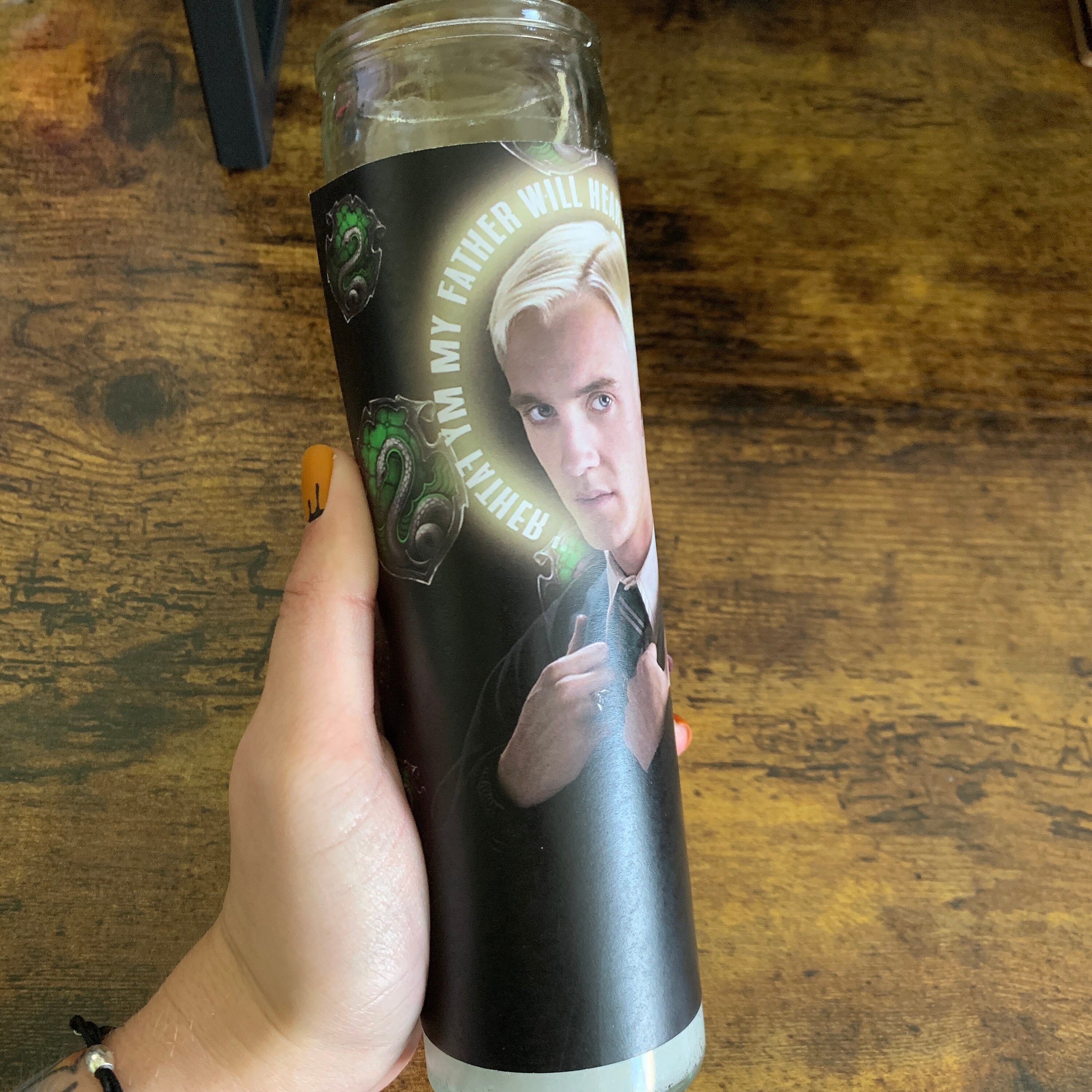 Malfoy Funny Prayer Candle Joke Prayer Candle Tom Felton Etsy