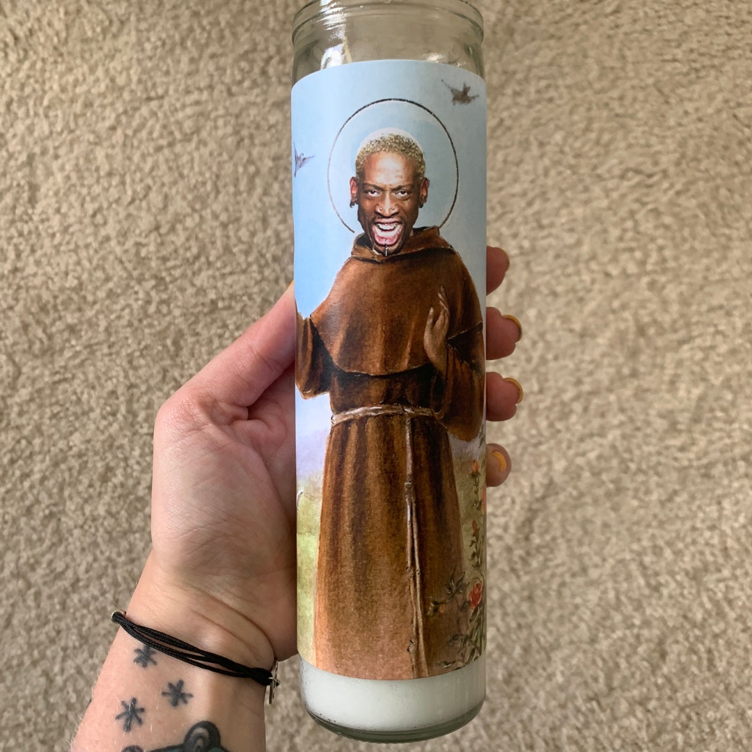Dennis Rodman Funny Prayer Candle Joke Prayer Candle Sports Etsy
