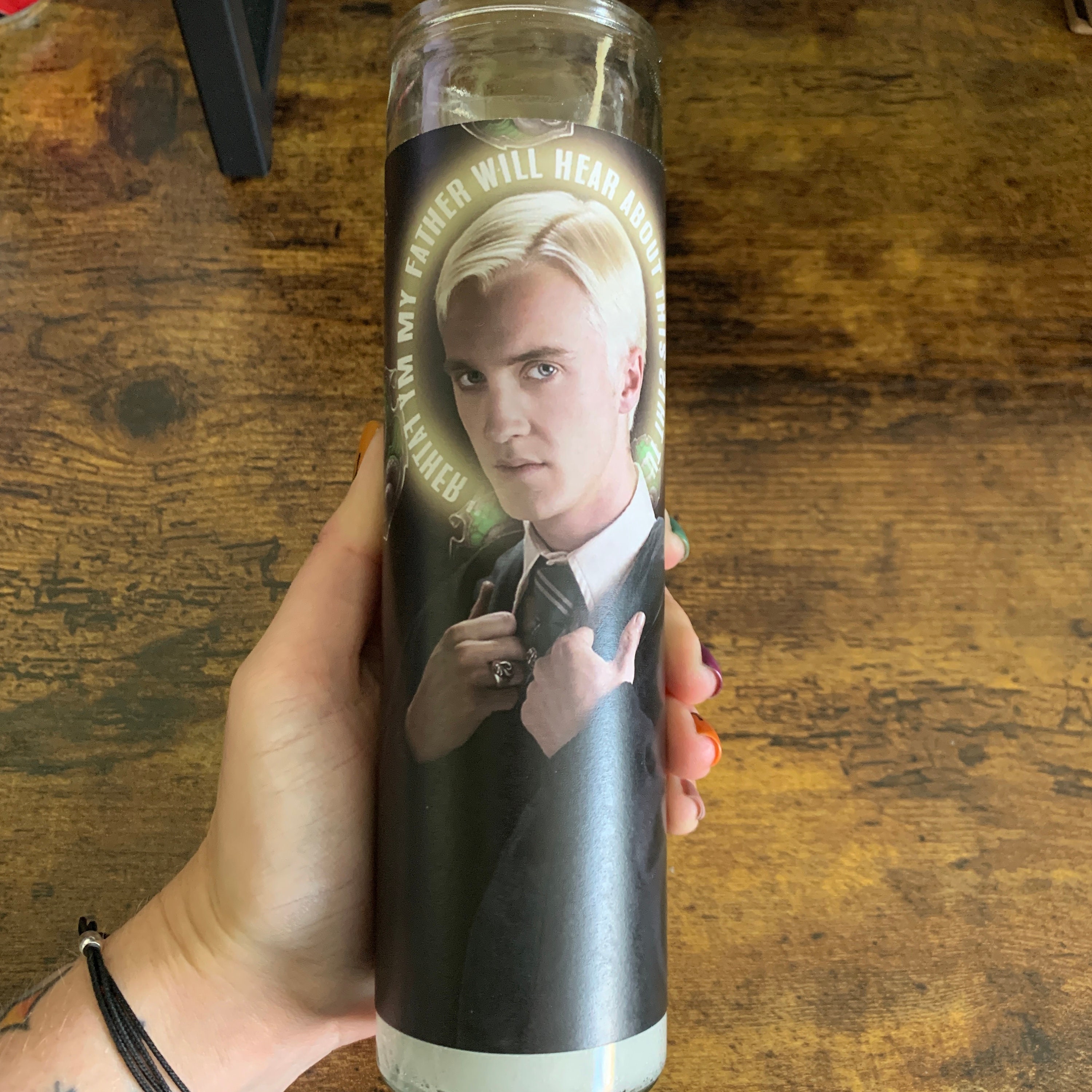 Malfoy Funny Prayer Candle Joke Prayer Candle Tom Felton Etsy