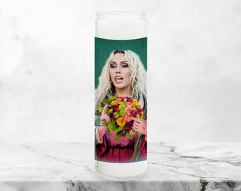Vela de oración divertida de Miley Cyrus, vela de oración de artista musical, vela religiosa divertida