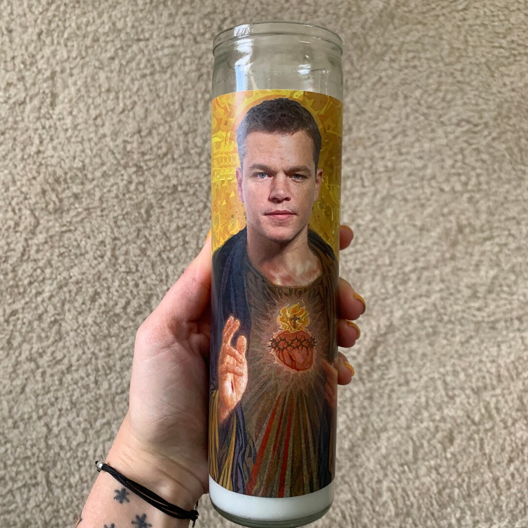 Matt Damon Funny Prayer Candle, Joke Prayer Candle, Celebrity Candle Etsy
