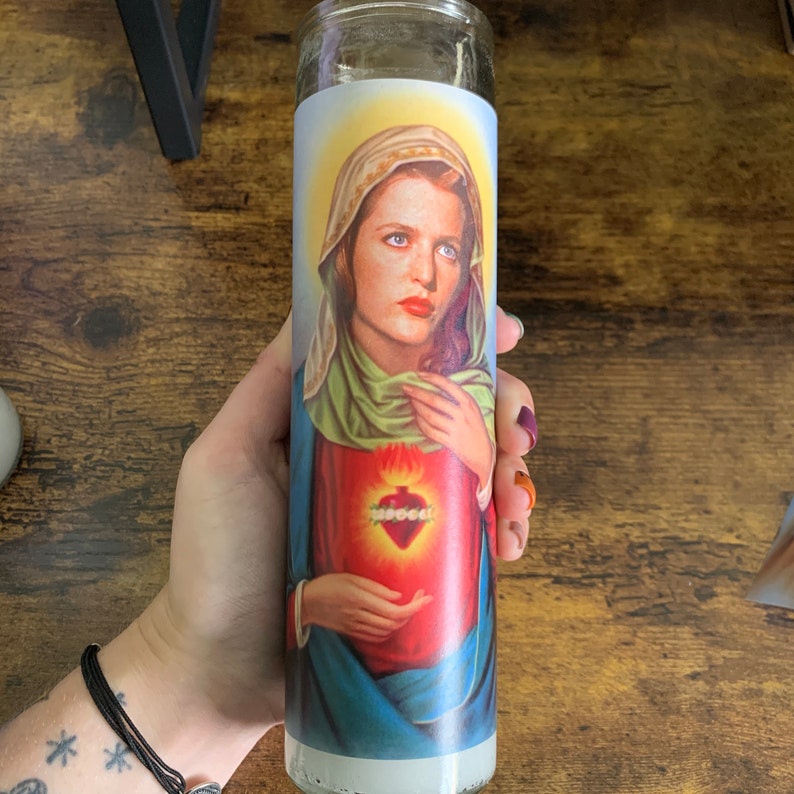 X Files Prayer Candle, Mulder prayer Candle, Scully Religious Candle, Aliens Candle image 3