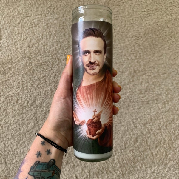 Jason Segel Funny Prayer Candle, joke prayer candle, Celebrity candle