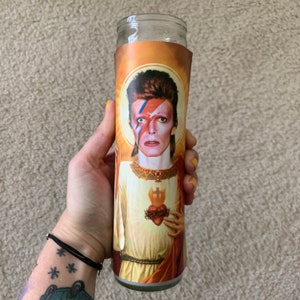 Bowie Ziggy Funny Prayer Candle, joke prayer candle, Music candle