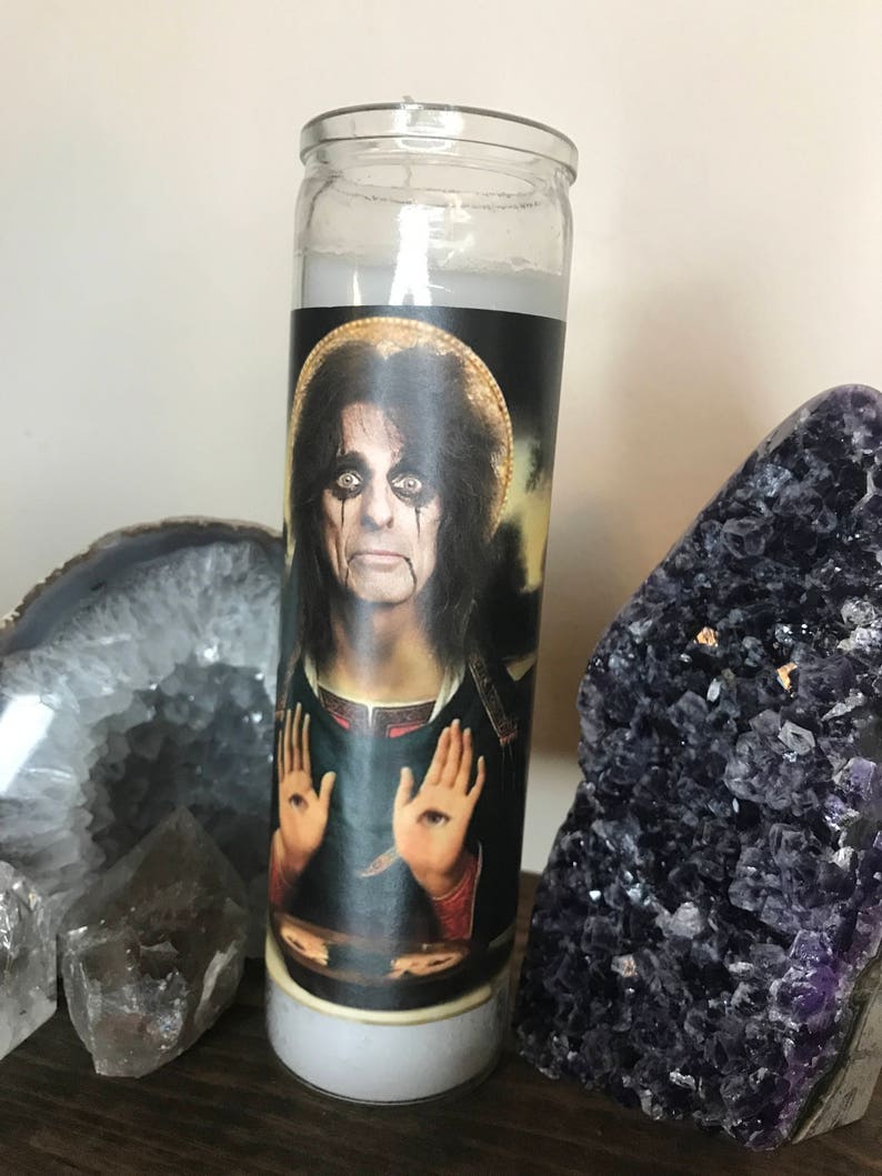 Alice Cooper Funny Prayer Candle, Celebrity Prayer Candle, Funny Religious Candle, image 1