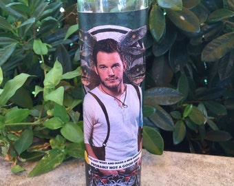 Chris Pratt prayer candle, jurassic prayer candle, raptor prayer candle