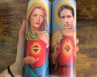 X Files Prayer Candle, Mulder prayer Candle, Scully Religious Candle, Aliens Candle