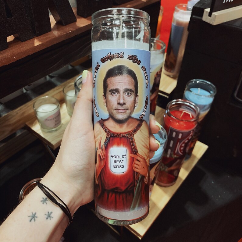 Michael Scott Funny Prayer Candle Office Prayer Candle Funny Etsy