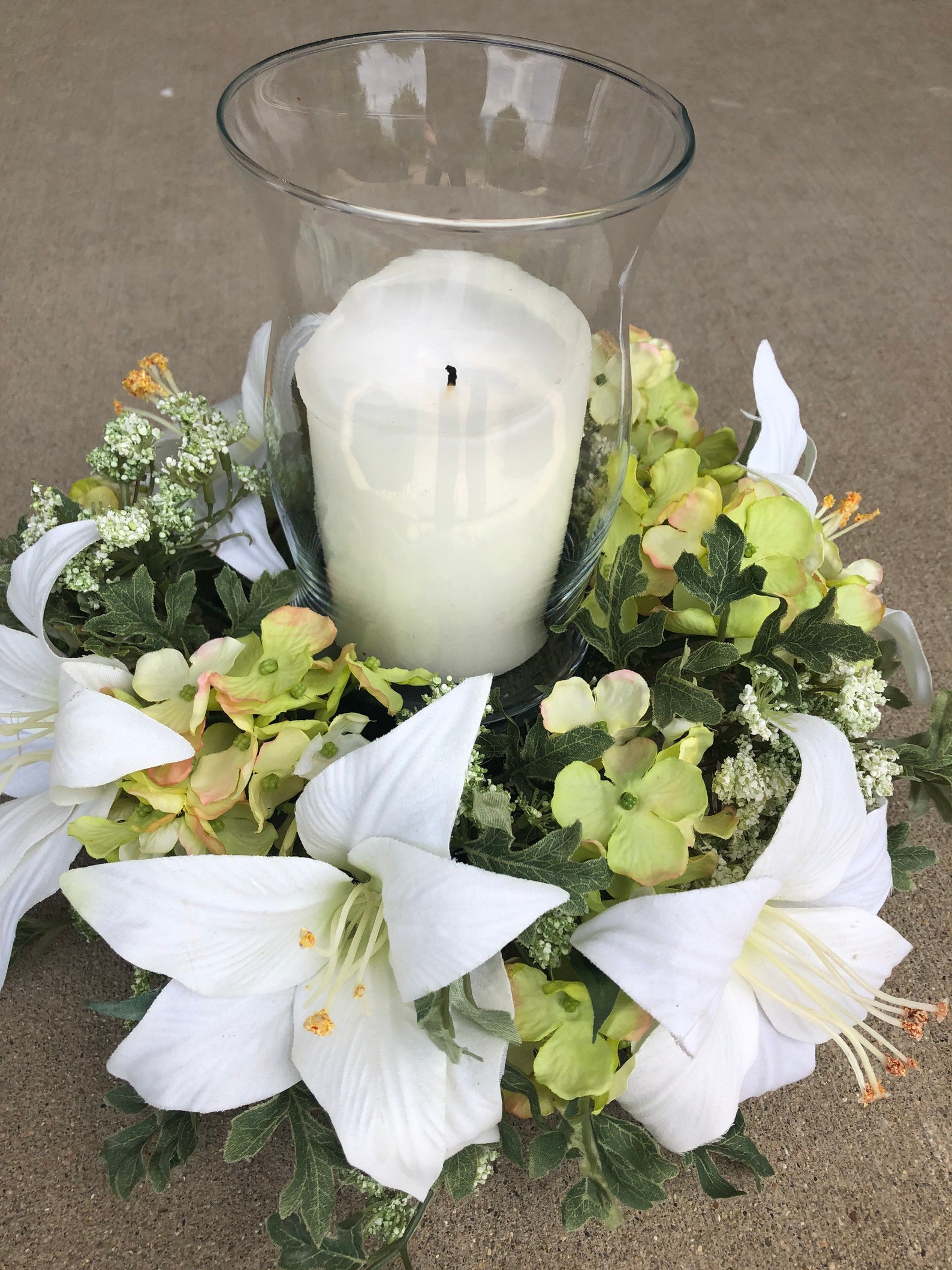 Candle Centerpiece Floral Hurricane Candle Holder Floral Etsy