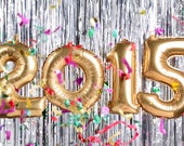 2015 Foil Baloon numbers - Party Decoration Gold, silver- New Year's Eve - Ready to Ship