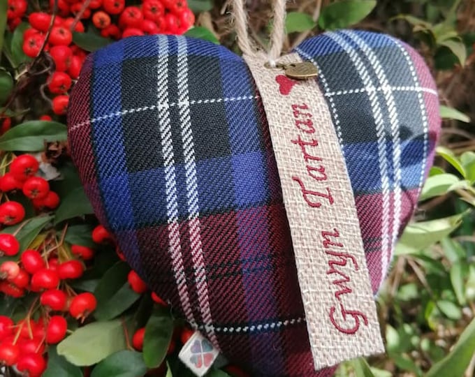 Featured listing image: Welsh Family Name Tartan Hearts